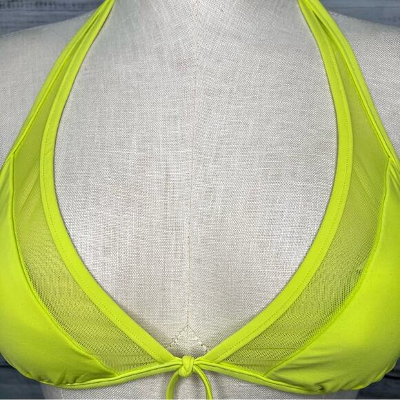 Seafolly 6 Goddess Separates Fixed Triangle Bikini Top Mesh Yellow Charteuse - Picture 4 of 10